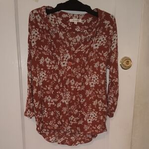 Monday Fun | Chic Floral Rust Blouse